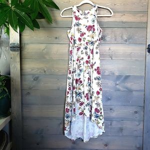 Girls Sleeveless Floral Hi-Low Dress